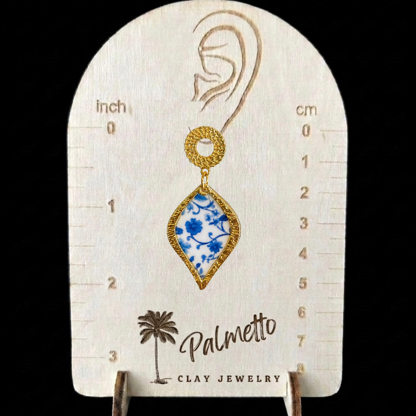 Blue Chinoiserie Teardrop Bezel