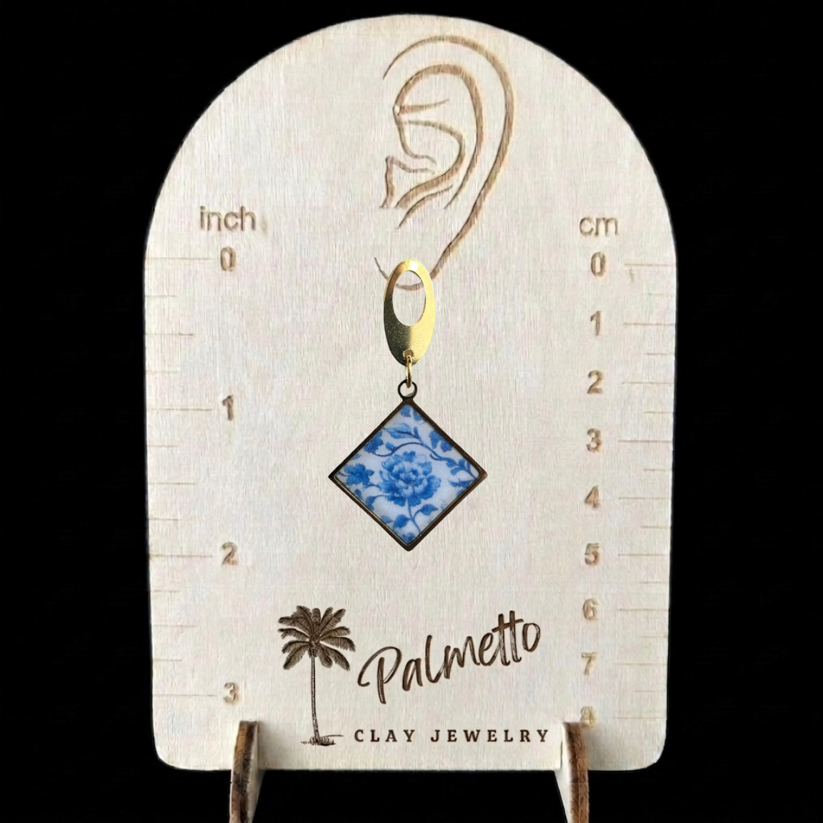 Blue Chinoiserie Diamond Bezel