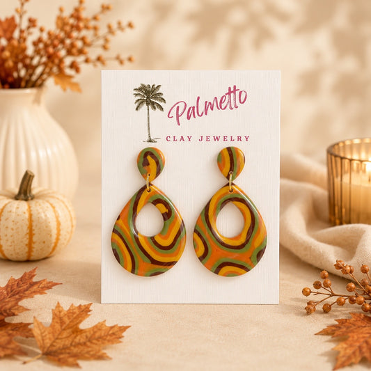 Retro Autumn Swirl Teardrops