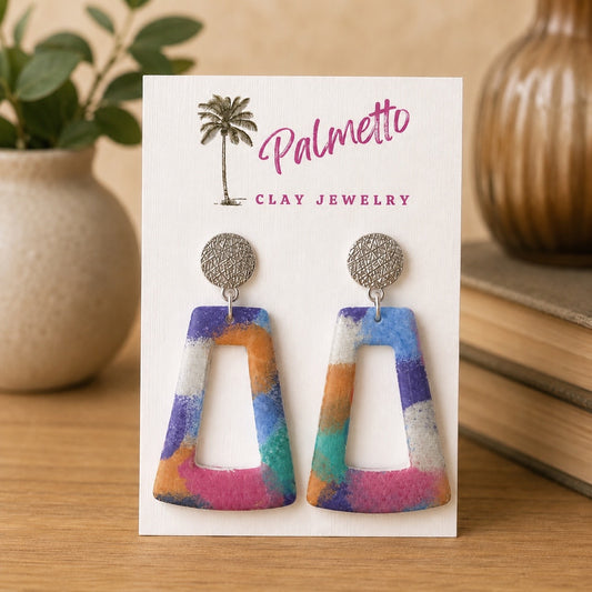 Hand Painted Modern Statement Dangles