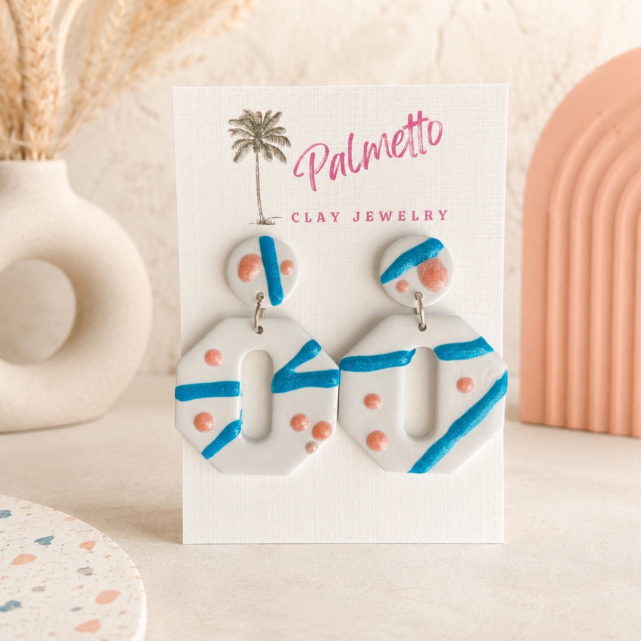 Blue & Light Pink on White